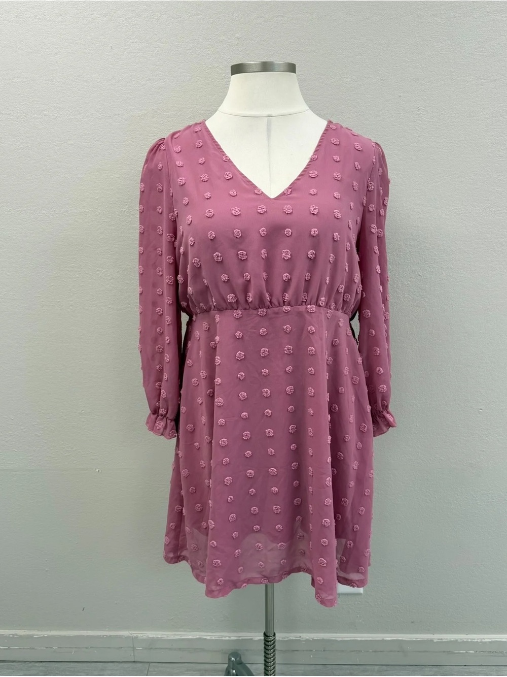 Arula Pink Swiss Dot Mini Dress - Size 14/16